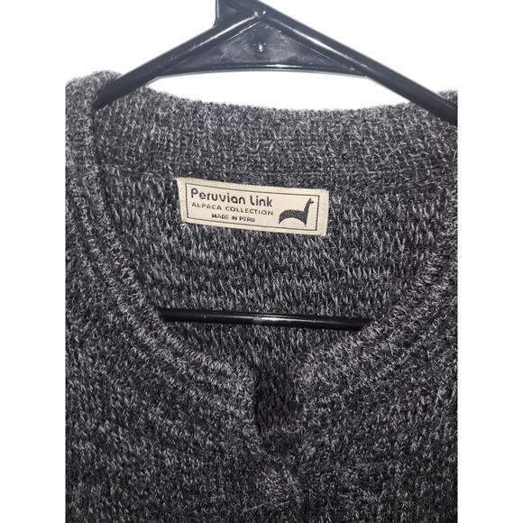 Peruvian link long sweater cardigan alpaca L - Picture 2 of 3